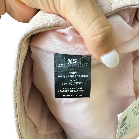 Intermix x Love Leather NWT Blush Pink Lamb Leather Quilted Mini Skirt - Picture 8 of 8